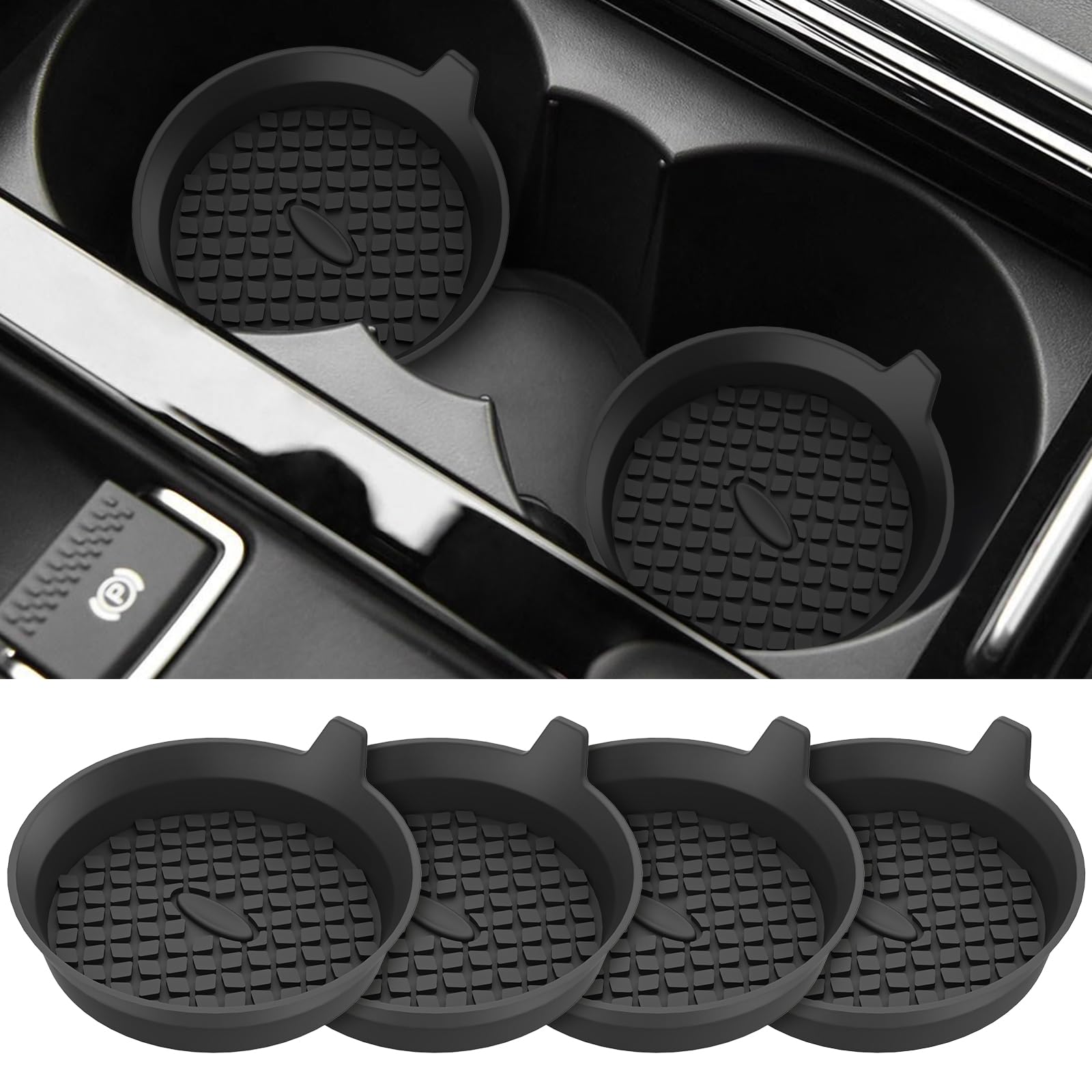 Silicone Car Cup Holder Coasters – Set of 4 (Universal Fit, Non-Slip, Washable)